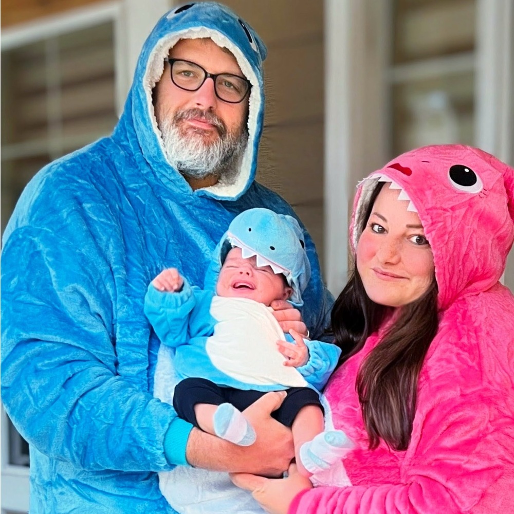 Blue Daddy Shark Hoodie Costume One Size fits all!